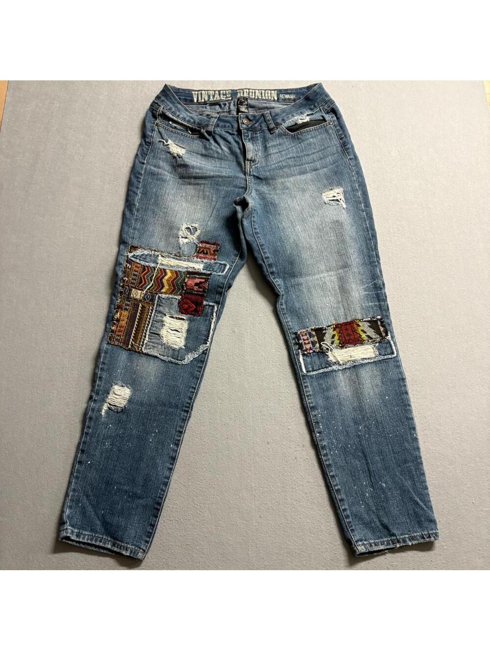 Rewash Vintage Reunion Patchwork Jeans Womens 13/14 Distressed Boho Denim